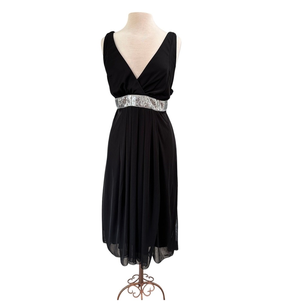 Y2K‎ Ruby Rox Women Dress 2X Black Sequin Midi Empire Waist Cocktail Fairy Goth